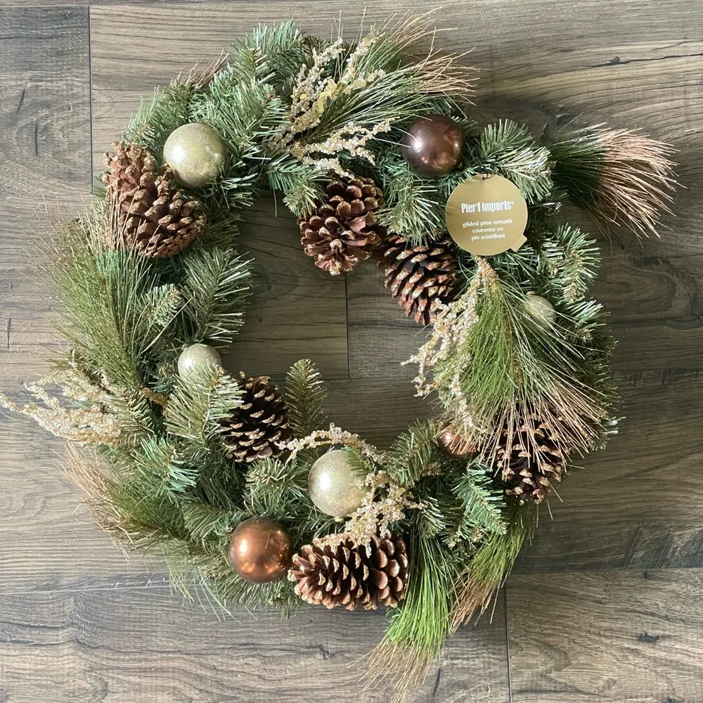Pier 1 Gold and Brown Ornament Wreath